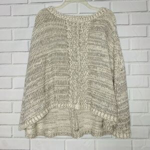 White House Black Market sweater poncho wool blend white silver size medium